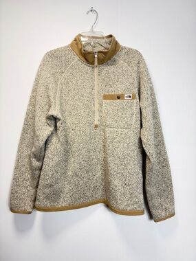 The North Face Men's Tan & Cream Zip-Up Fleece Pullover medium